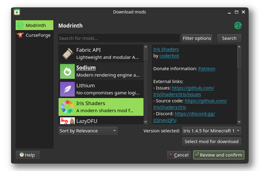 Mod downloader on mods tab under Penguin Launcher settings